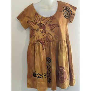 Hand drawn/painted cotton dress M ( one of a kind)